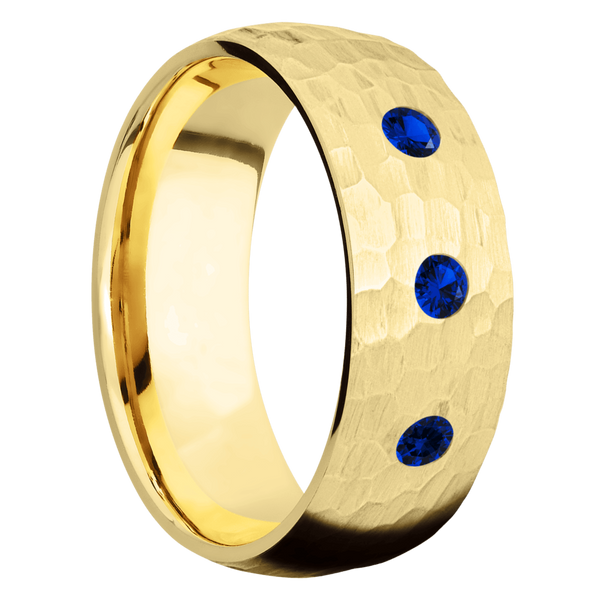 14K Yellow Gold Men's Ring with Sapphire 14K Gold Men's Wedding Band