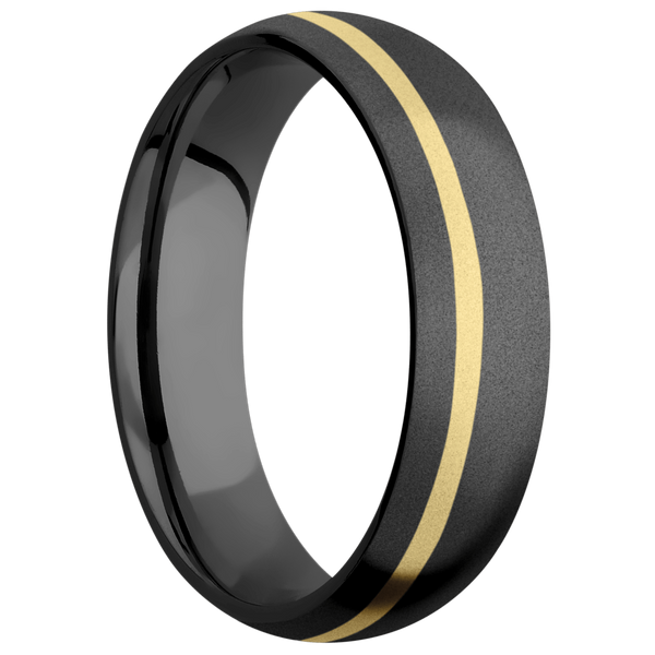 Black Zirconium Men's Ring with 14K Yellow Gold Narrow Rings Men's Wedding Band