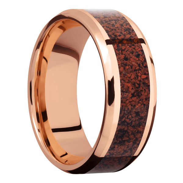 14K Rose Gold Men's Ring with Dinosaur Bone Dinosaur Bone Men's Wedding Band