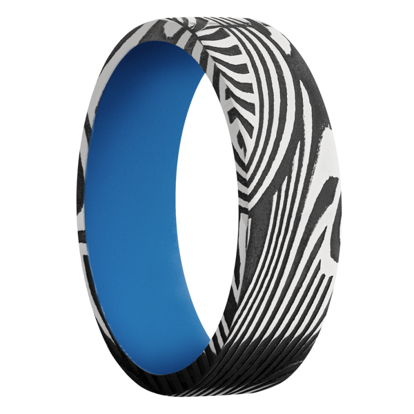Sunset Damascus Steel Men's Ring with Cerakote Damascus Steel Men's Wedding Band