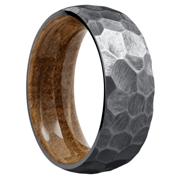 Tantalum Men's Ring with Whiskey Barrel Wood Wood Men's Wedding Band