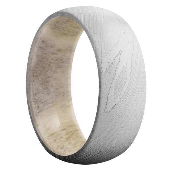 Damascus Steel Men's Ring with Antler Damascus Steel Men's Wedding Band