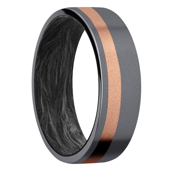 Tantalum Men's Ring with 14K Rose Gold and Carbon Fiber Carbon Fiber Men's Wedding Band