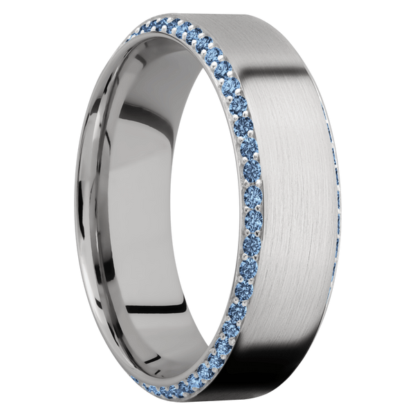 14K White Gold Men's Ring with Denim Sapphire 14K Gold Men's Wedding Band