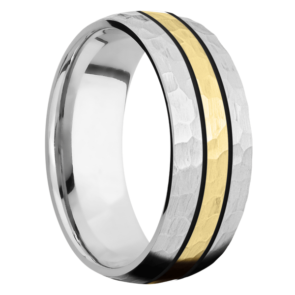 Cobalt Chrome Men's Ring with 14K Yellow Gold Cerakote Men's Wedding Band