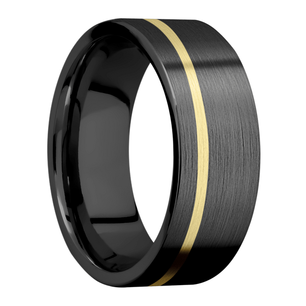Black Zirconium Men's Ring with 14K Yellow Gold 14K Gold Men's Wedding Band