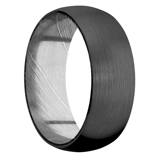 Black Zirconium Men's Ring with Damascus Steel Damascus Steel Men's Wedding Band