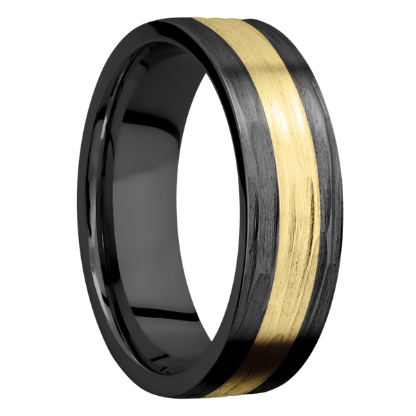 Black Zirconium Men's Ring with 14K Yellow Gold 14K Gold Men's Wedding Band