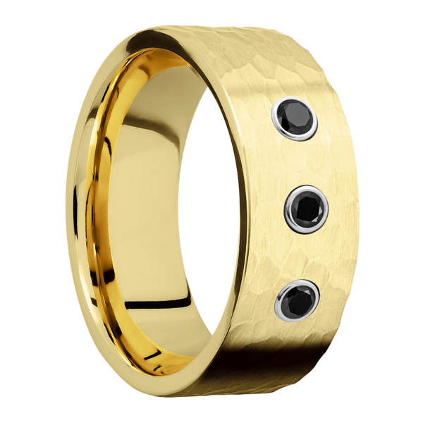 14K Yellow Gold Men's Ring with Black Diamond 14K Gold Men's Wedding Band