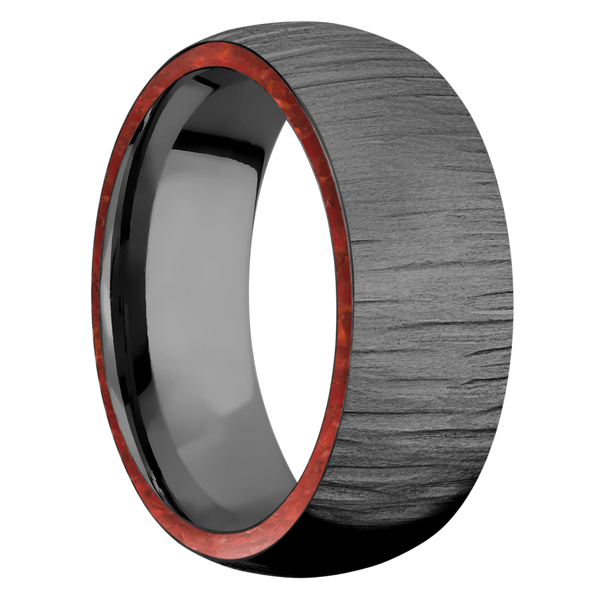 Black Zirconium Men's Ring with Coral