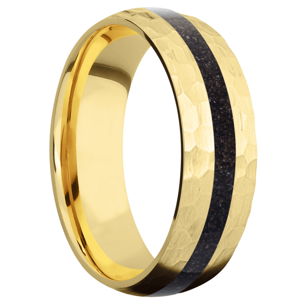 14K Yellow Gold Men's Ring with Dinosaur Bone Dinosaur Bone Men's Wedding Band