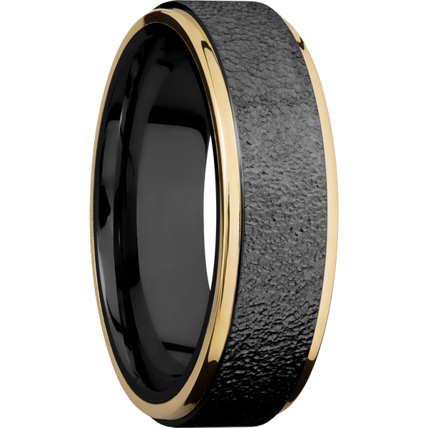 Black Zirconium Men's Ring with 14K Yellow Gold All Rings Men's Wedding Band