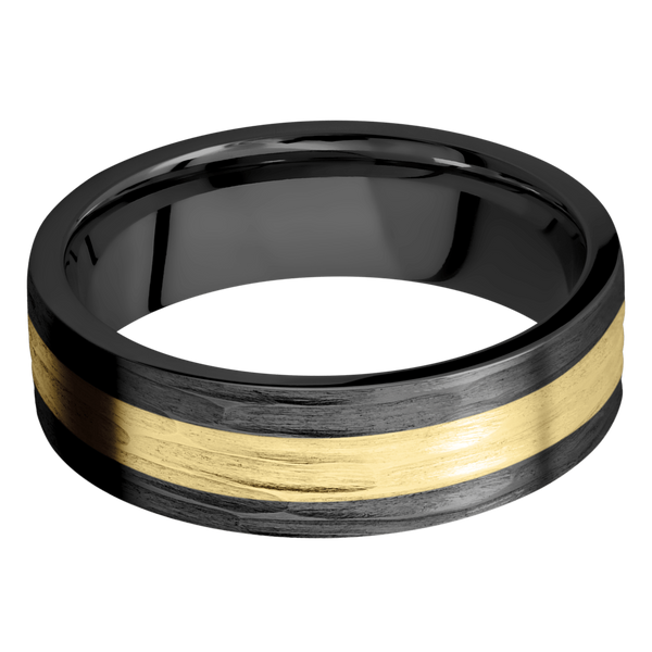 Black Zirconium Men's Ring with 14K Yellow Gold 14K Gold Men's Wedding Band