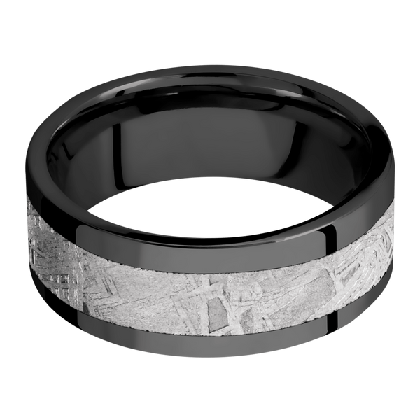 Black Zirconium Men's Ring with Gibeon Meteorite Black Zirconium Men's Wedding Band