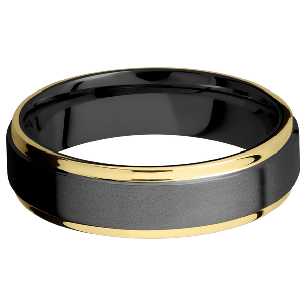 Black Zirconium Men's Ring with 14K Yellow Gold Narrow Rings Men's Wedding Band