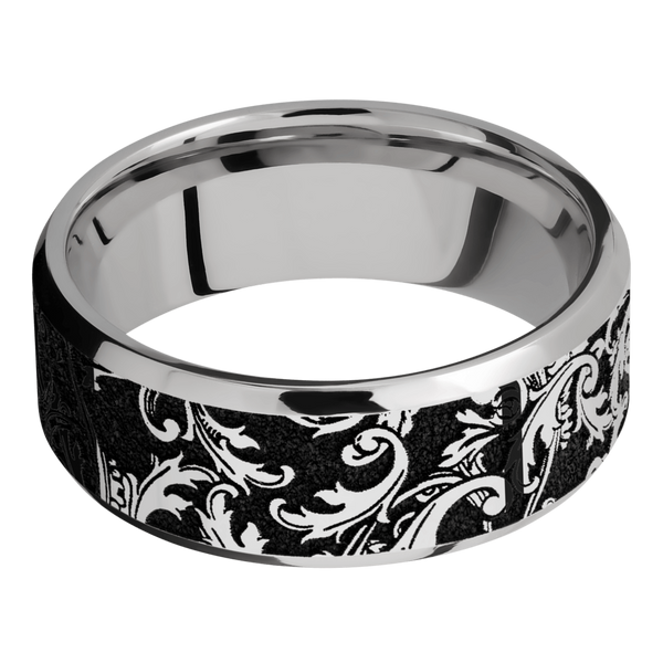 Cobalt Chrome Men's Ring with Leaf Design Cobalt Chrome Men's Wedding Band
