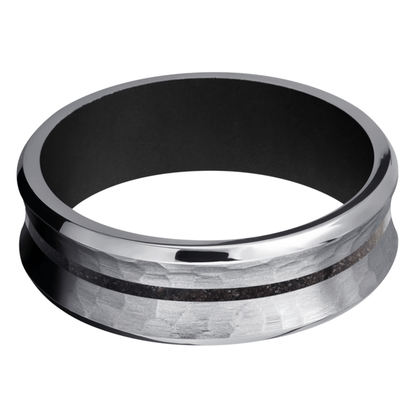 Tantalum Men's Ring with Dinosaur Bone and Cerakote Dinosaur Bone Men's Wedding Band