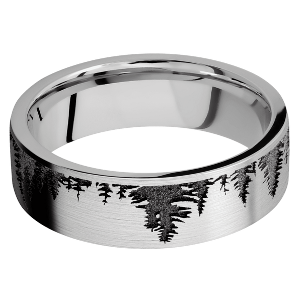 Cobalt Chrome Men's Ring with Spruce Tree Design Tree Designs Men's Wedding Band