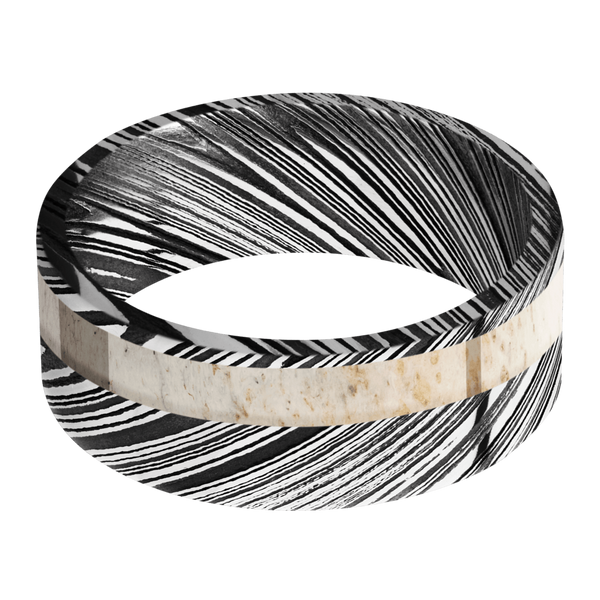 Damascus Steel Men's Ring with Antler Damascus Steel Men's Wedding Band