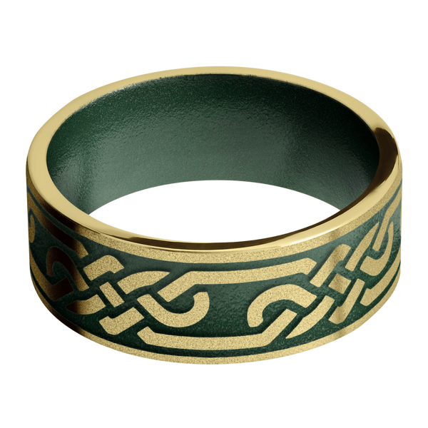 14K Yellow Gold Celtic Men's Ring with Cerakote Cerakote Men's Wedding Band