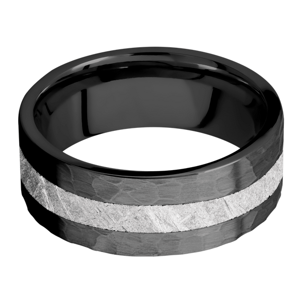 Black Zirconium Men's Ring with Gibeon Meteorite Black Zirconium Men's Wedding Band