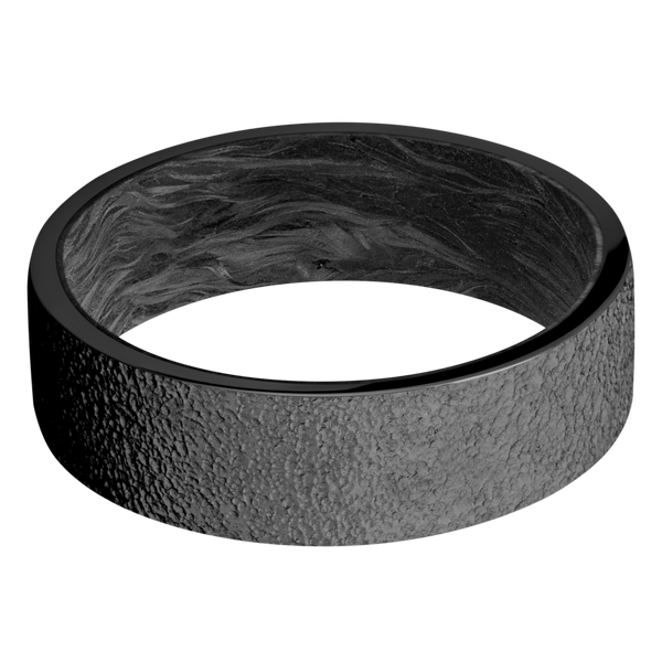 Black Zirconium Men's Ring with Carbon Fiber Carbon Fiber Men's Wedding Band