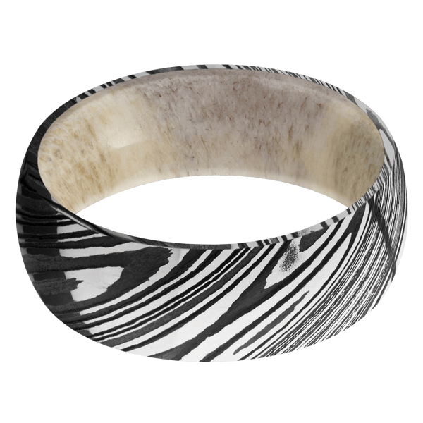 Damascus Steel Men's Ring with Antler Damascus Steel Men's Wedding Band