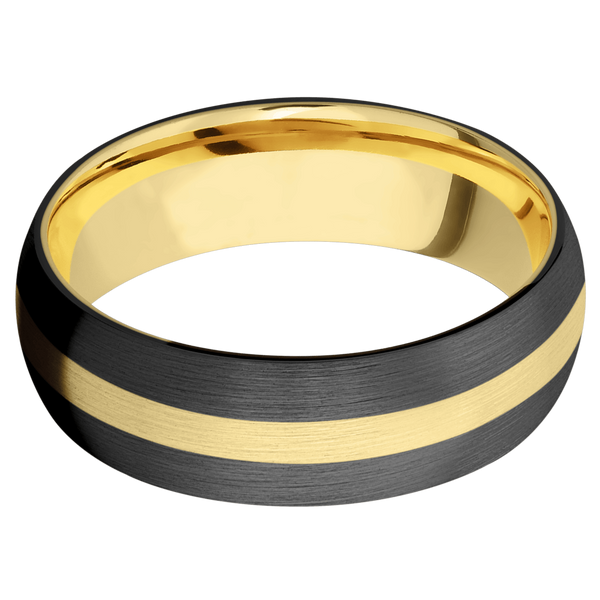 Black Zirconium Men's Ring with 14K Yellow Gold 14K Gold Men's Wedding Band