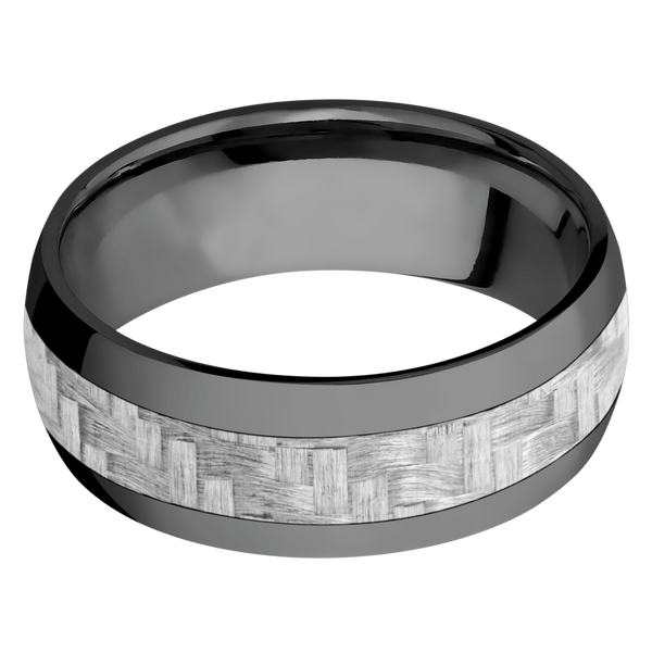 Black Zirconium Men's Ring with Carbon Fiber Carbon Fiber Men's Wedding Band