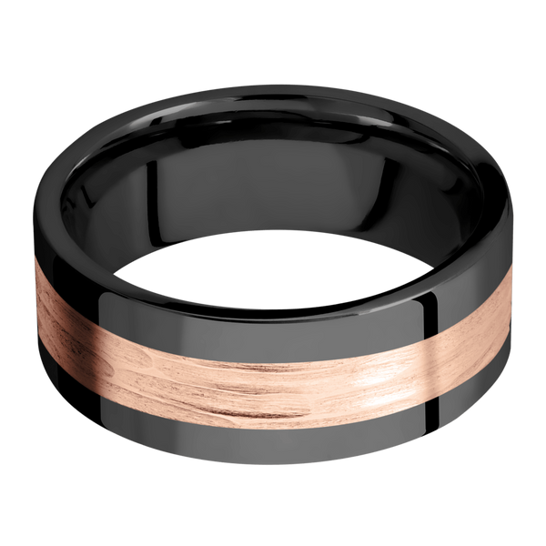 Black Zirconium Men's Ring with 14K Rose Gold 14K Gold Men's Wedding Band