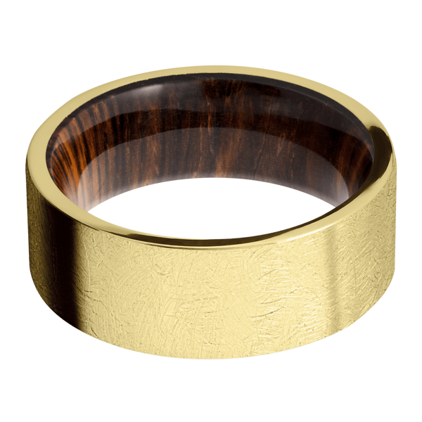 14K Yellow Gold Men's Ring with Cocobolo 14K Gold Men's Wedding Band