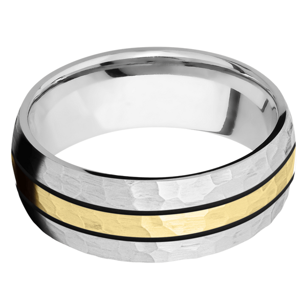 Cobalt Chrome Men's Ring with 14K Yellow Gold Cerakote Men's Wedding Band
