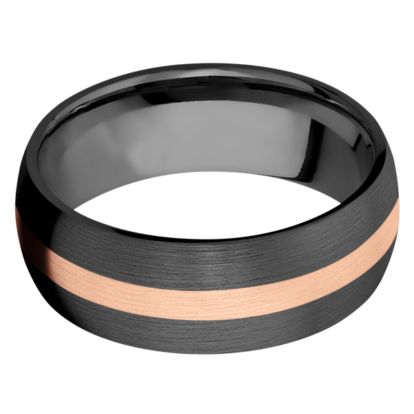 Black Zirconium Men's Ring with 14K Rose Gold 14K Gold Men's Wedding Band