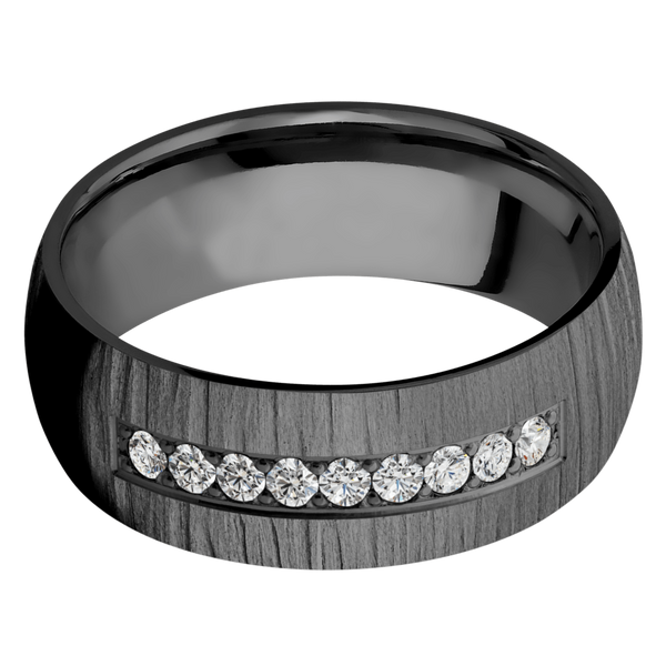 Black Zirconium Men's Ring with Lab Diamond All Rings Men's Wedding Band