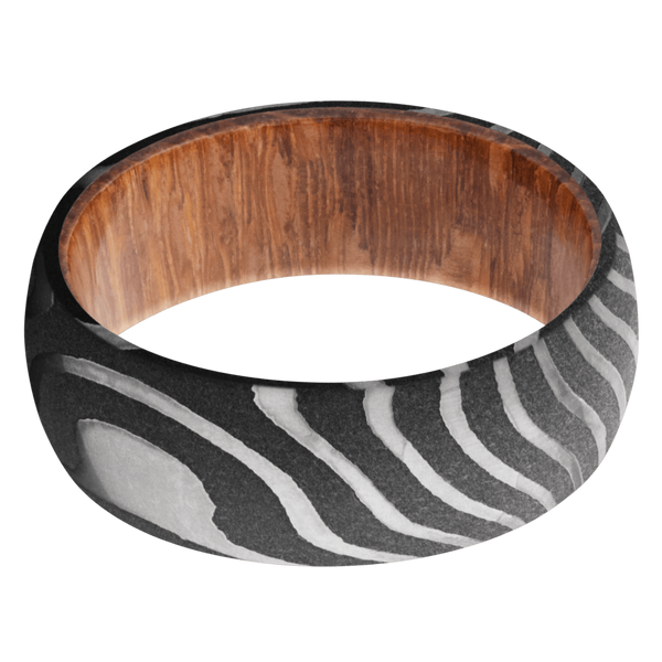 Tiger Damascus Steel Men's Ring with Leopard Wood Damascus Steel Men's Wedding Band