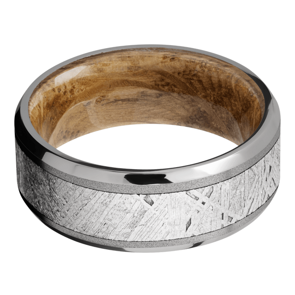 Titanium Men's Ring with Gibeon Meteorite and Whiskey Barrel Wood Wood Men's Wedding Band