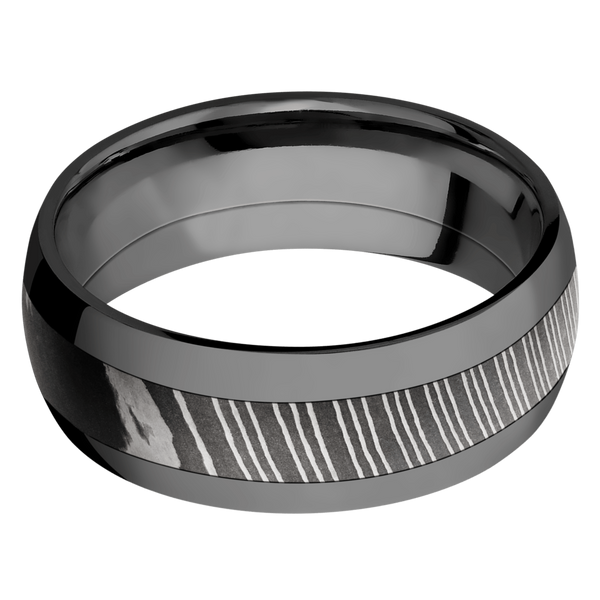 Black Zirconium Men's Ring with Damascus Steel Damascus Steel Men's Wedding Band
