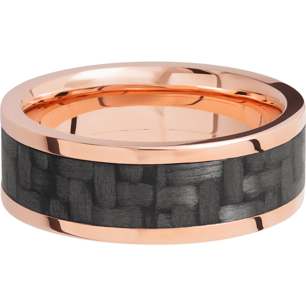 14K Rose Gold Men's Ring with Carbon Fiber 14K Gold Men's Wedding Band