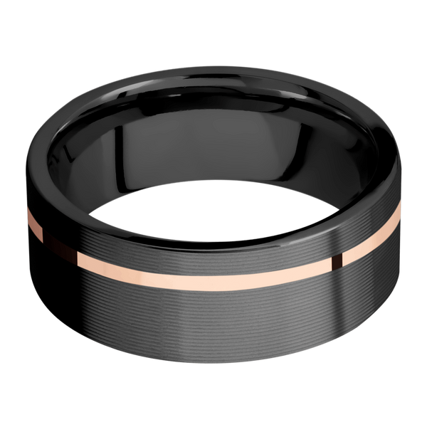 Black Zirconium Men's Ring with 14K Rose Gold All Rings Men's Wedding Band