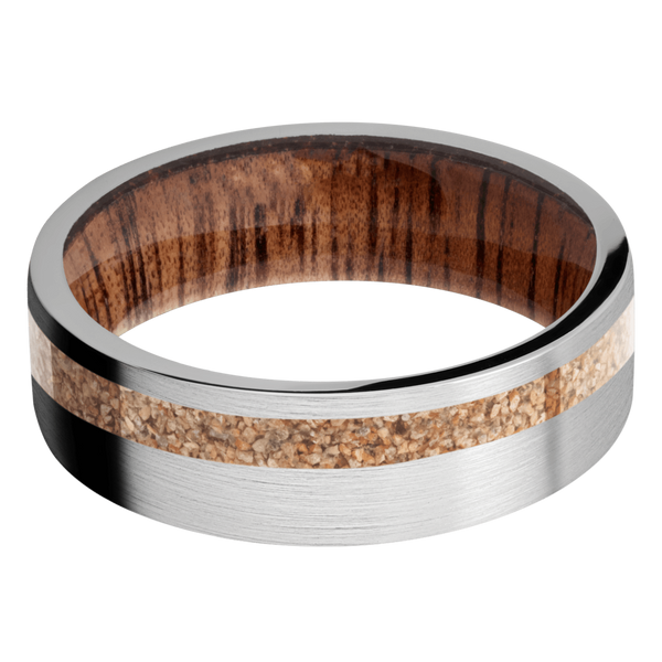 Cobalt Chrome Men's Ring with Dinosaur Bone and Koa Wood Dinosaur Bone Men's Wedding Band