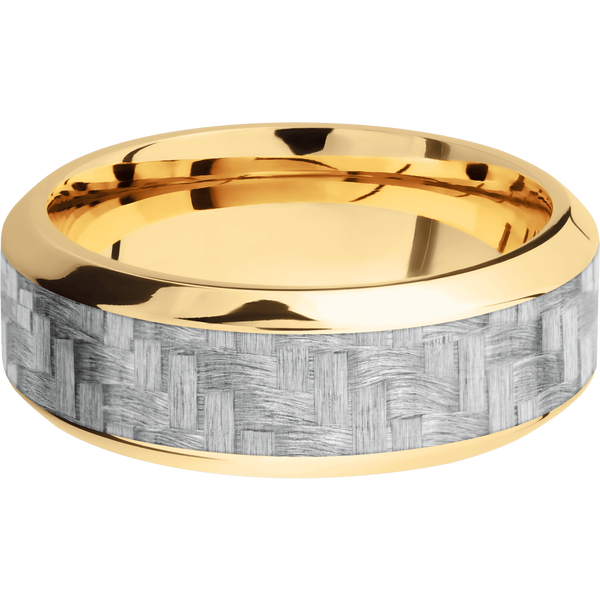 14K Yellow Gold Men's Ring with Carbon Fiber Carbon Fiber Men's Wedding Band