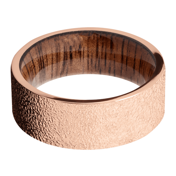 14K Rose Gold Men's Ring with Koa Wood 14K Gold Men's Wedding Band