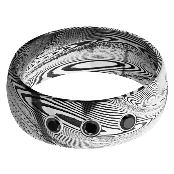 Tightweave Damascus Steel Men's Ring with Black Diamond Damascus Steel Men's Wedding Band