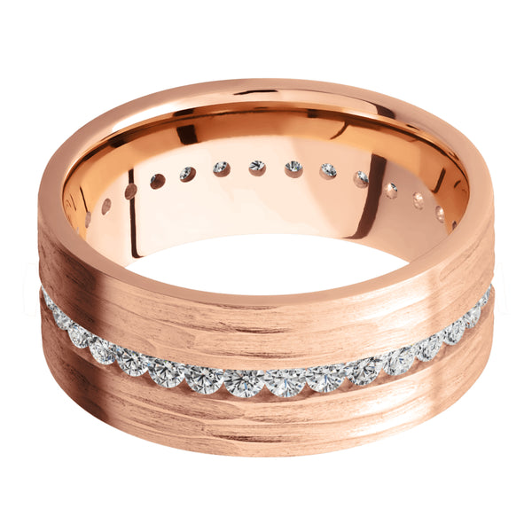 14K Rose Gold Men's Ring with Diamond 14K Gold Men's Wedding Band