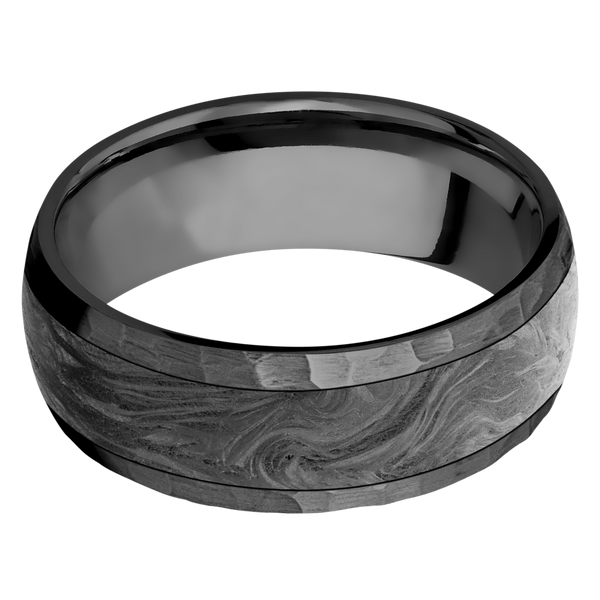 Black Zirconium Men's Ring with Carbon Fiber All Rings Men's Wedding Band