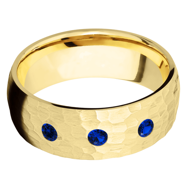 14K Yellow Gold Men's Ring with Sapphire 14K Gold Men's Wedding Band
