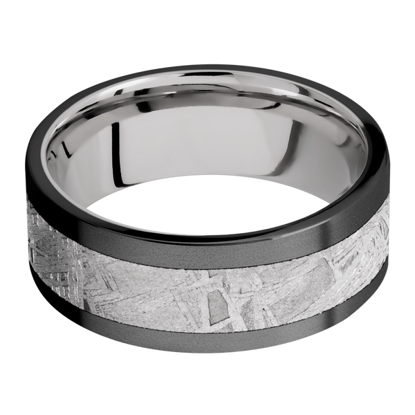 Black Zirconium Men's Ring with Gibeon Meteorite and Cobalt Cobalt Chrome Men's Wedding Band
