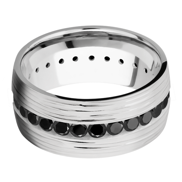 Platinum Men's Ring with Black Diamond All Rings Men's Wedding Band