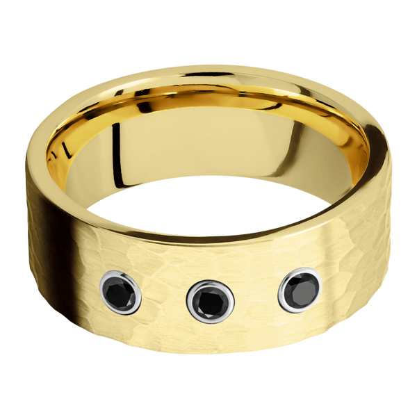 14K Yellow Gold Men's Ring with Black Diamond 14K Gold Men's Wedding Band