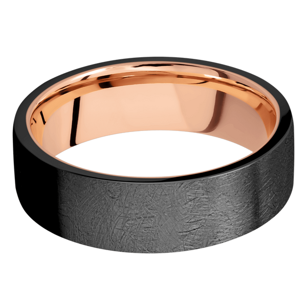 Black Zirconium Men's Ring with 14K Rose Gold 14K Gold Men's Wedding Band